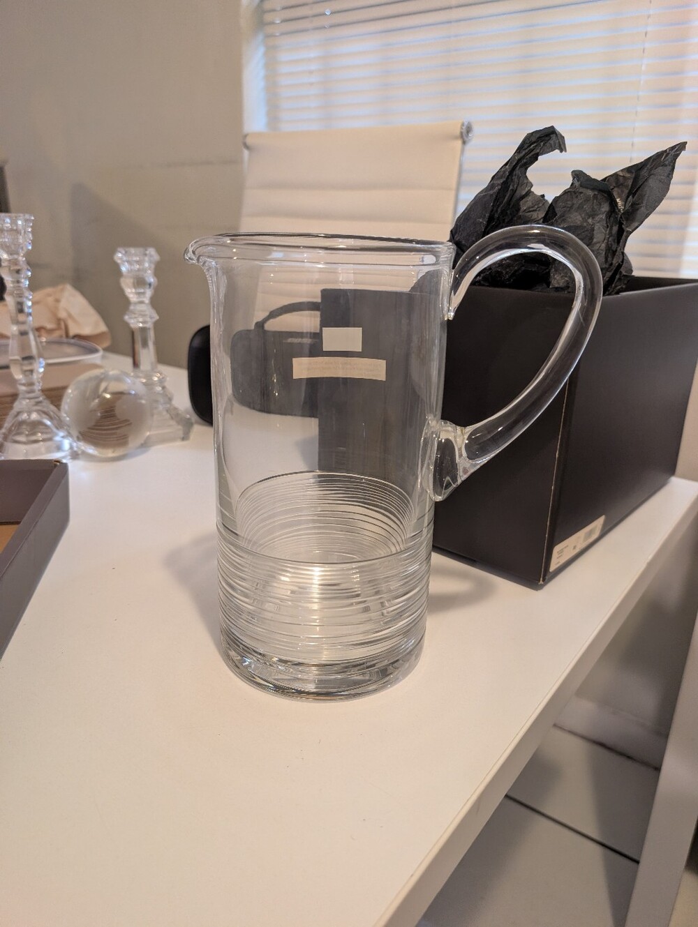 Michael Aram By Waterford Clear Glass Pitcher with Handle